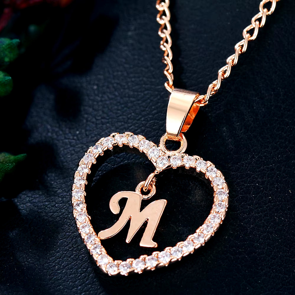 Letter Necklace 26 Letter Zircon Love Necklace Jewelry Love Pendant