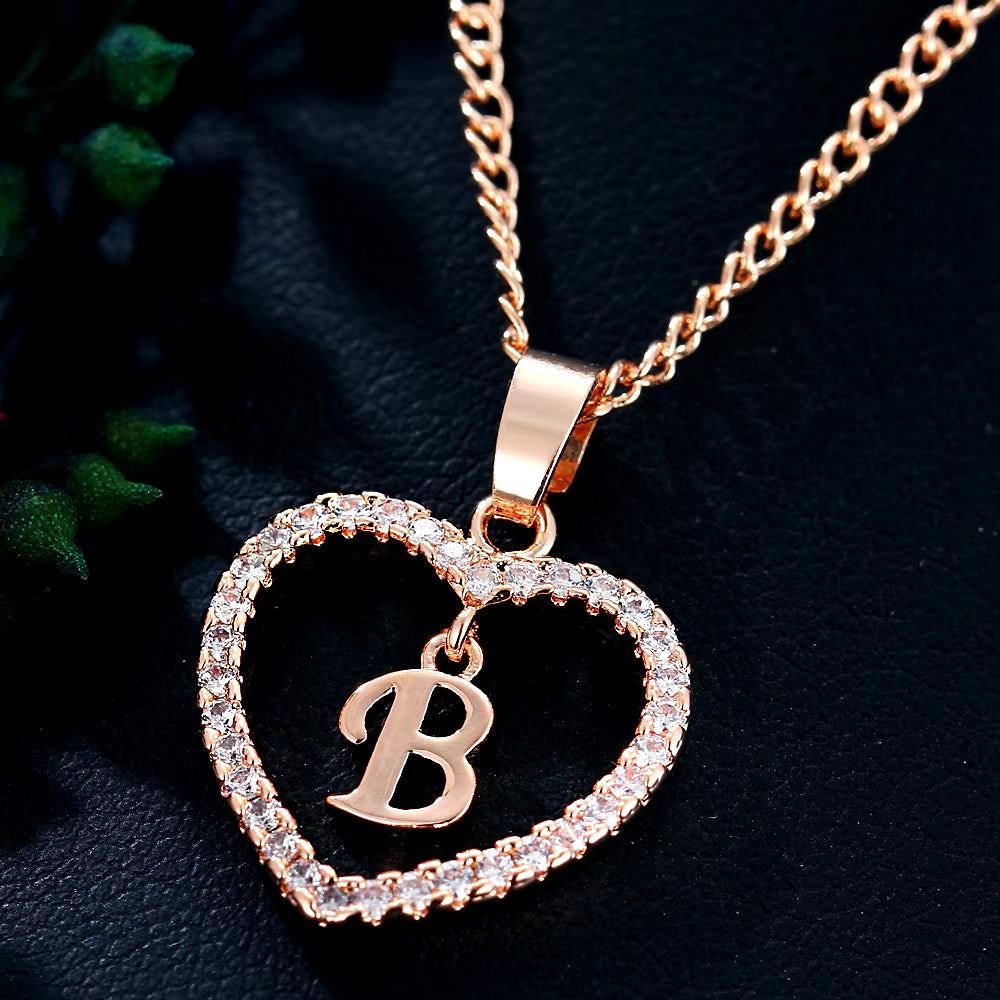 Letter Necklace 26 Letter Zircon Love Necklace Jewelry Love Pendant