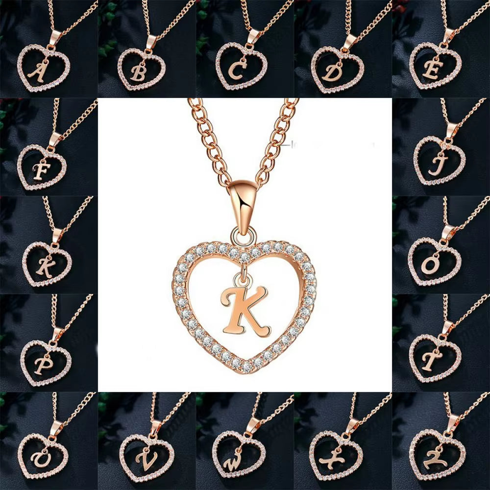 Letter Necklace 26 Letter Zircon Love Necklace Jewelry Love Pendant